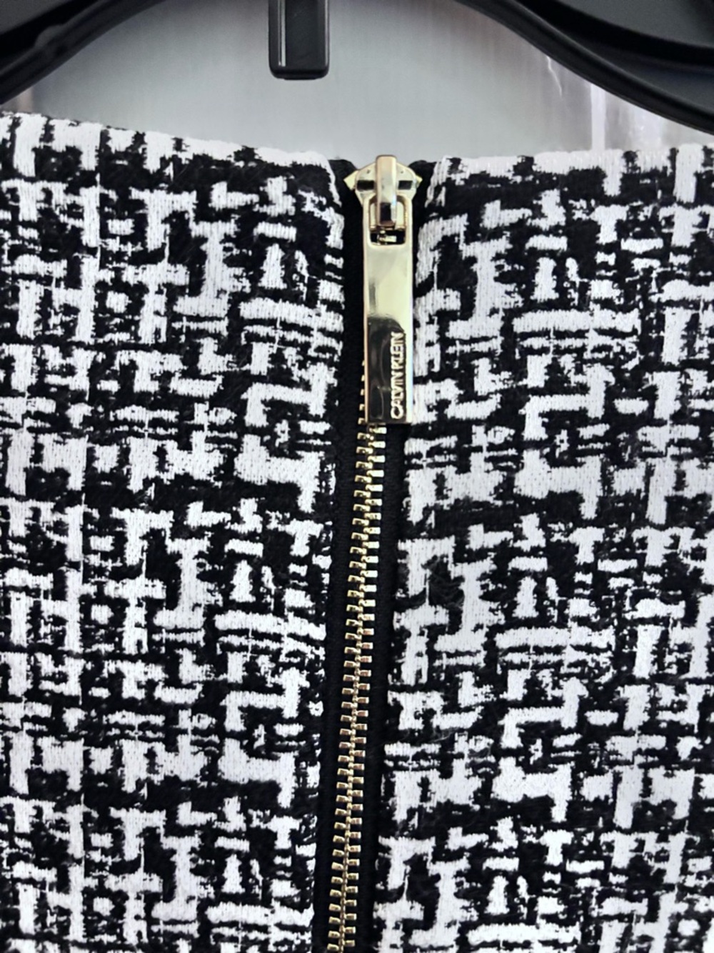 Calvin Klein Black & White Tweed Belted Midi Dress - Picture 7 of 8